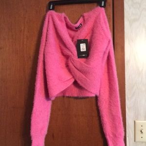 Fashion Nova Cropped Fuzzy Sweater